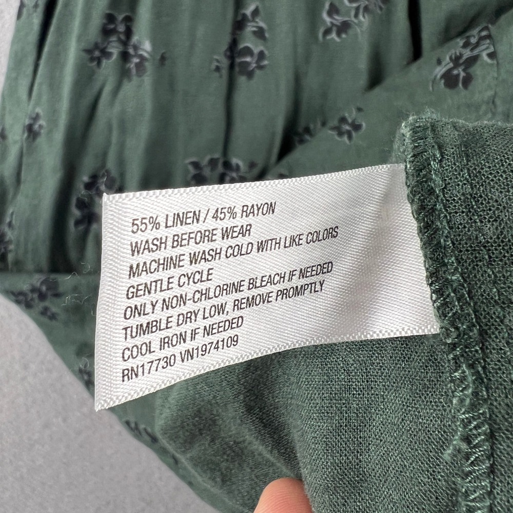 Universal Thread Midi Dress Womens XXL Green Floral Linen Blend Boho Cottagecore - Picture 6 of 16